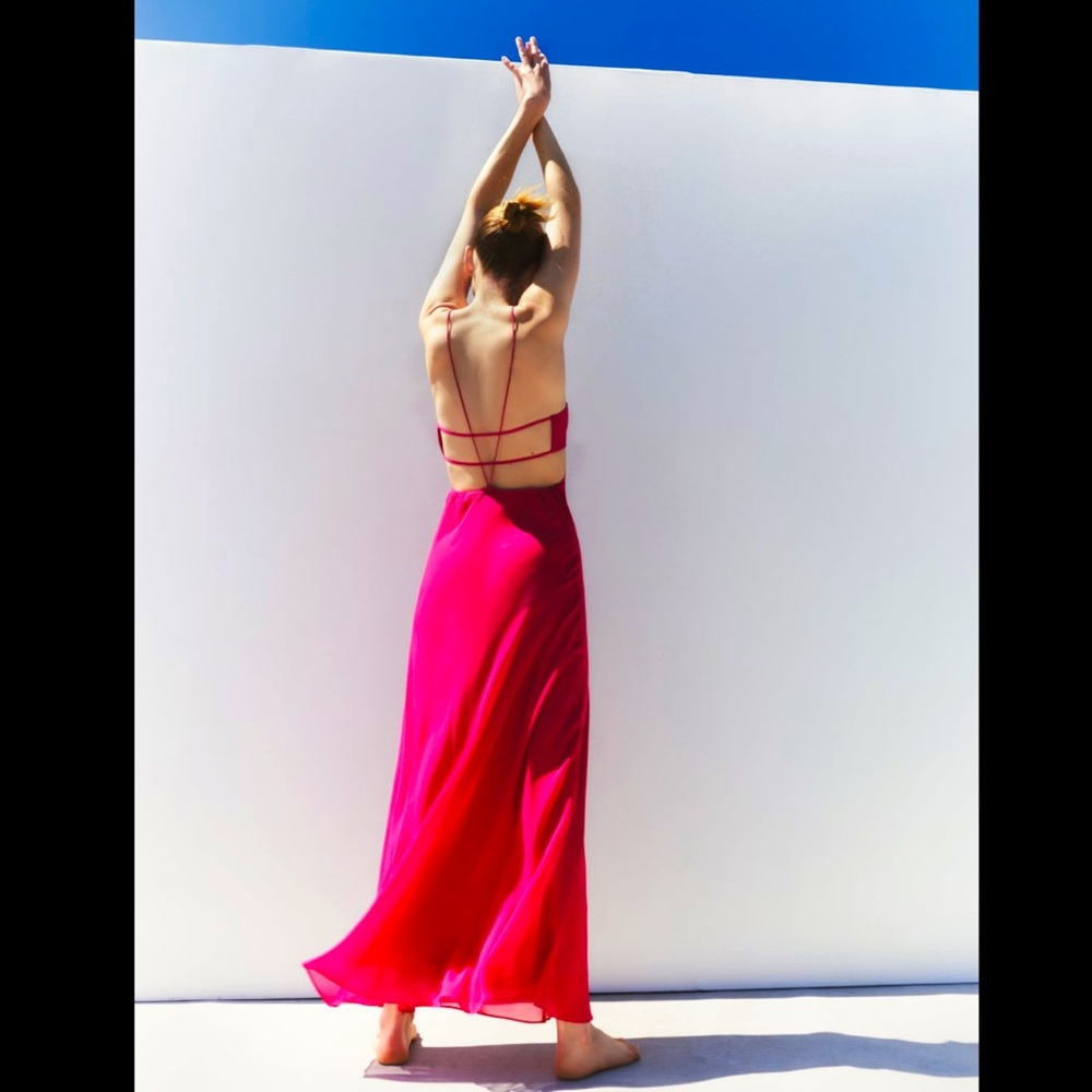 Zara Pink Cut Out Maxi Dress